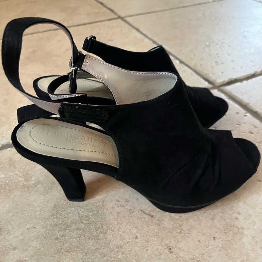 Naturalizer Black Peep-Toe Heels